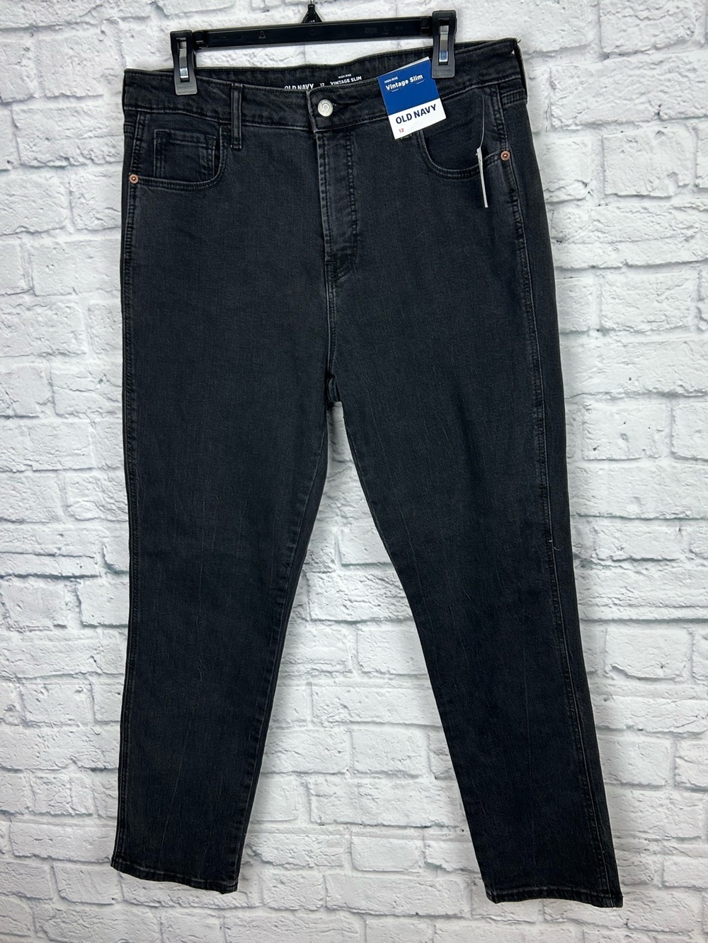 Old Navy High Rise Vintage Slim Jeans Size 12 Black NWT Secret Smooth Pockets